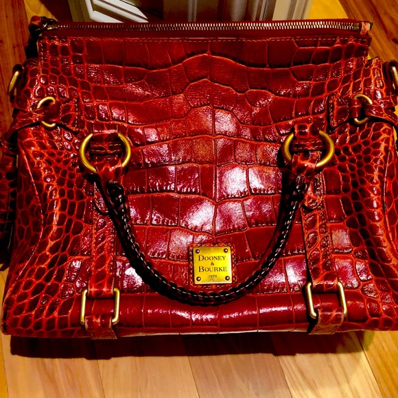 Dooney & Bourke Handbags - Dooney & Bourke Red Croc-Embossed Leather Shoulder Bag
